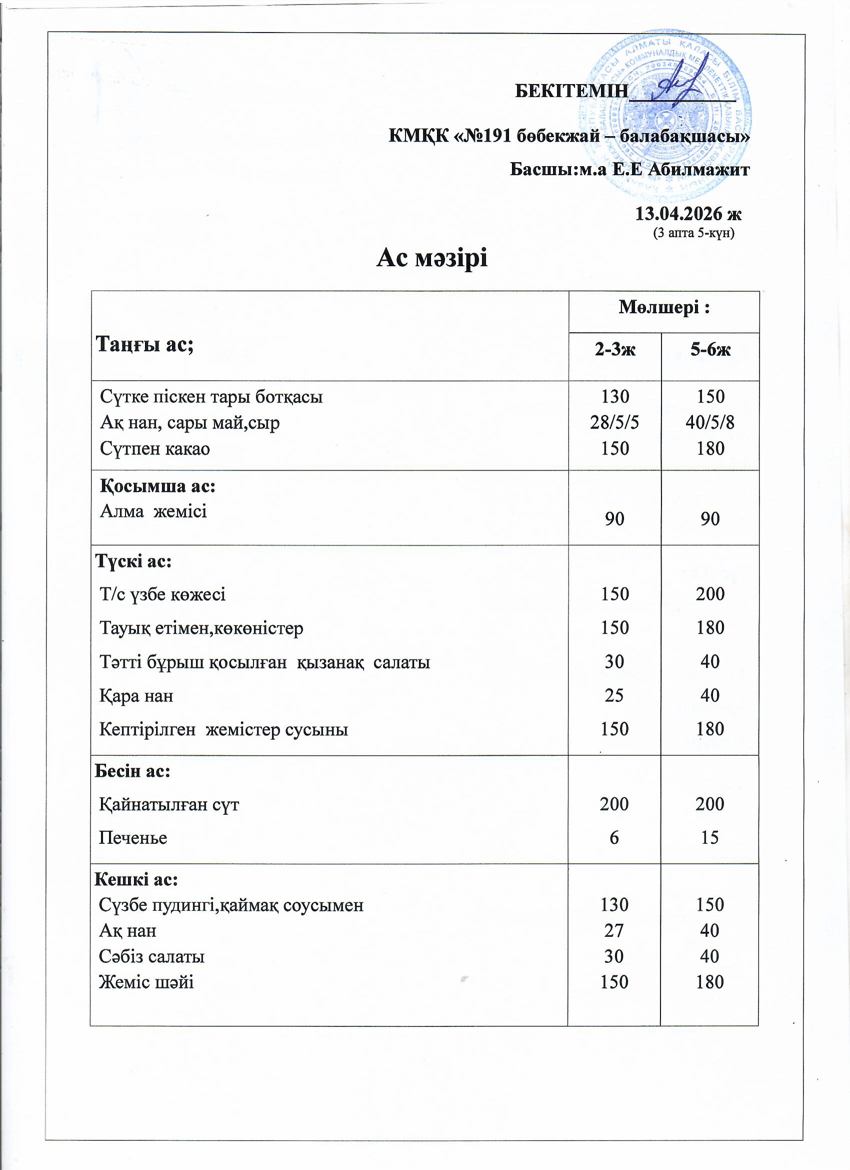 Ас мәзірі