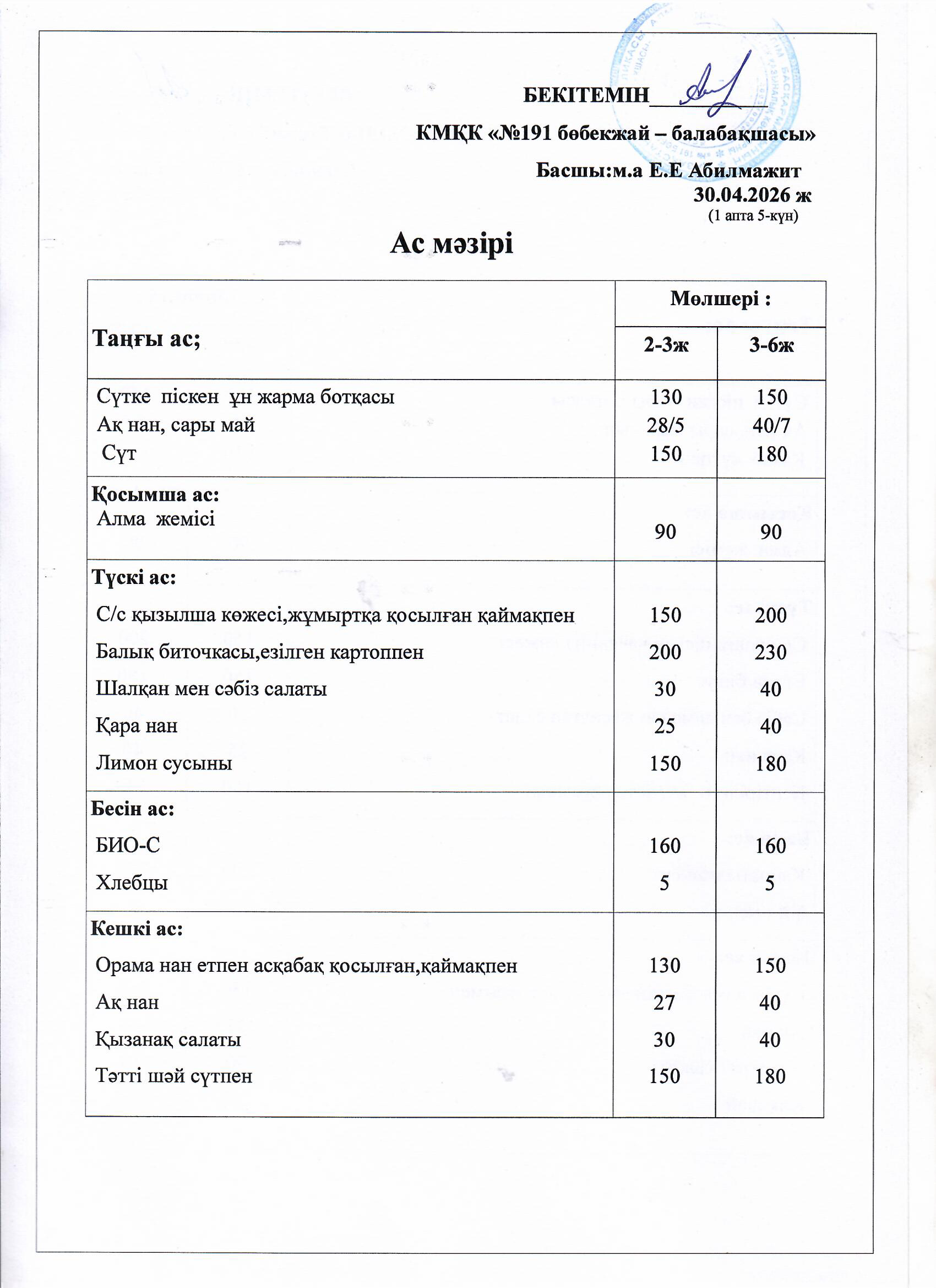 Ас мәзірі
