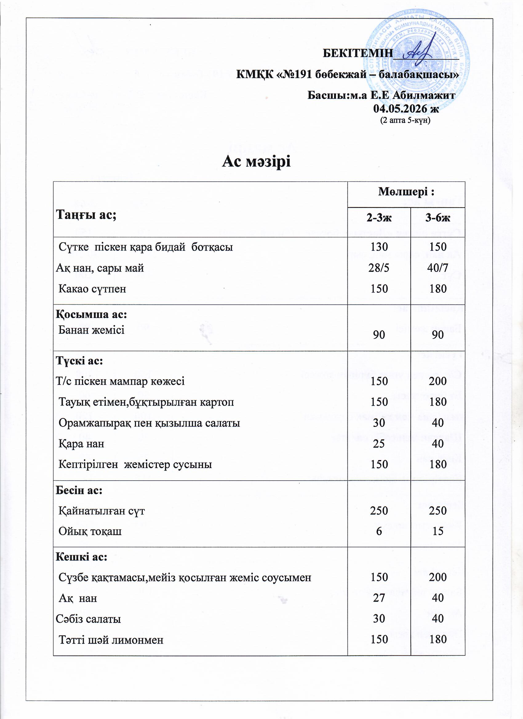 Ас мәзірі