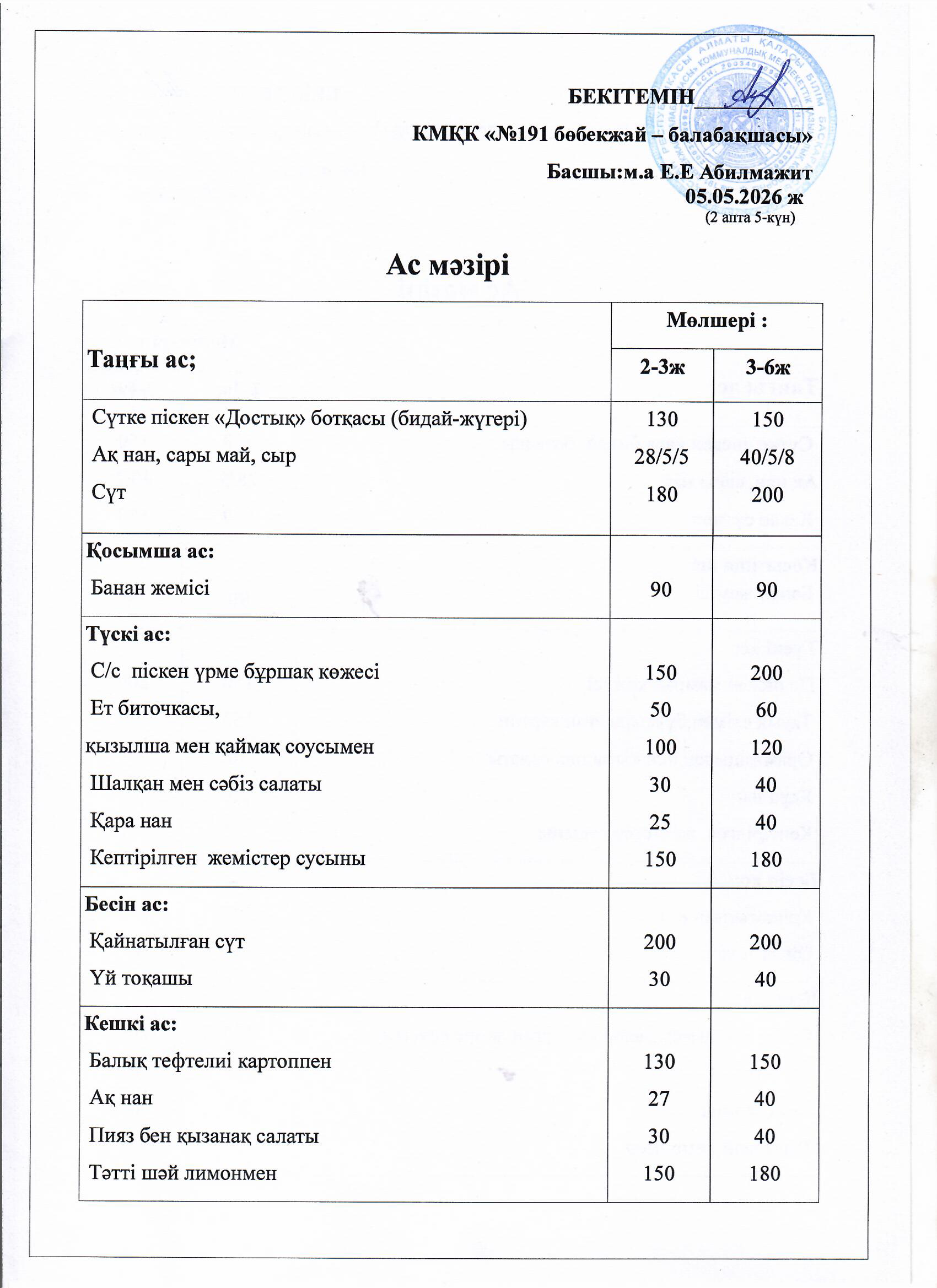 Ас мәзірі