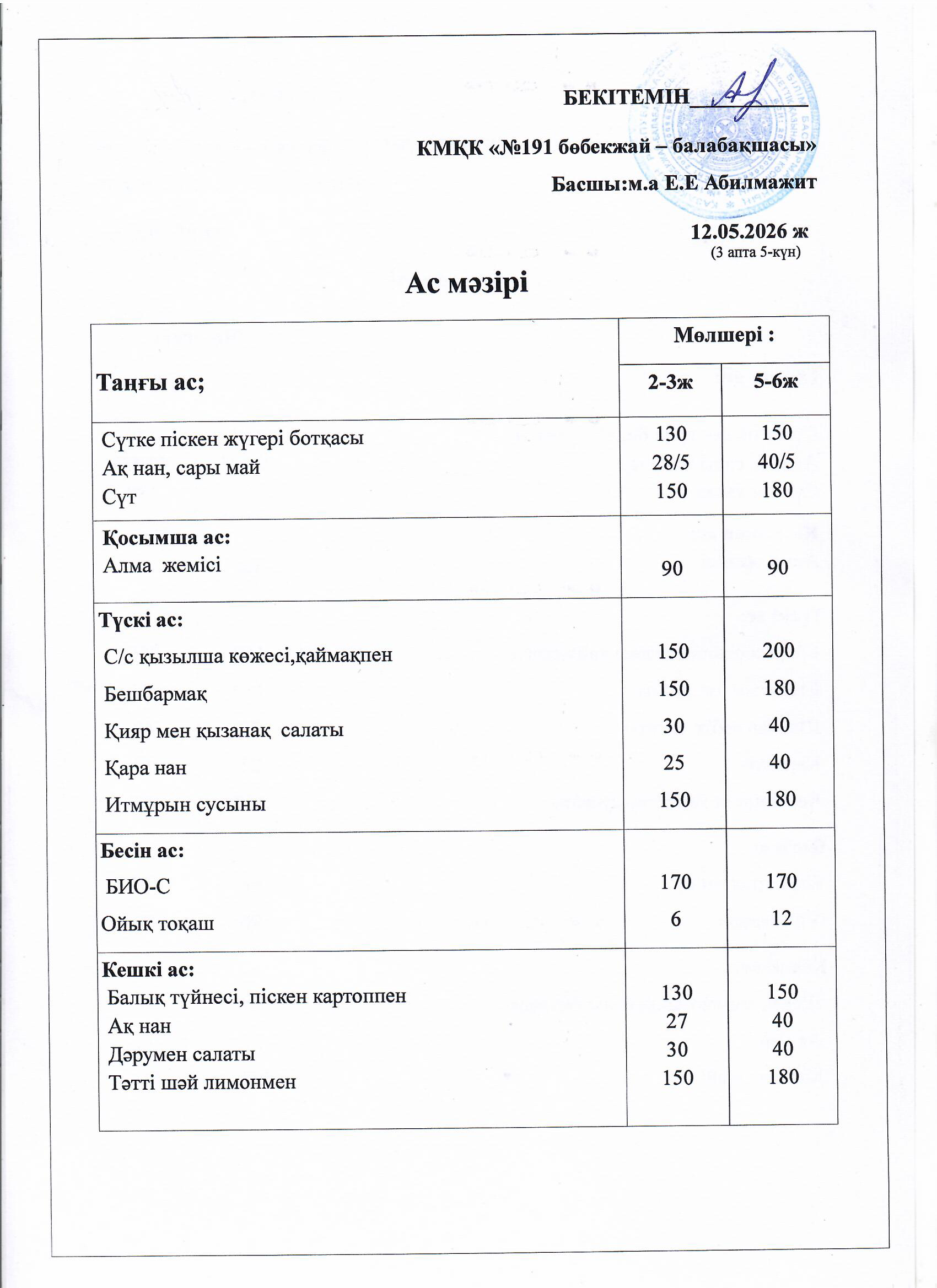 Ас мәзірі