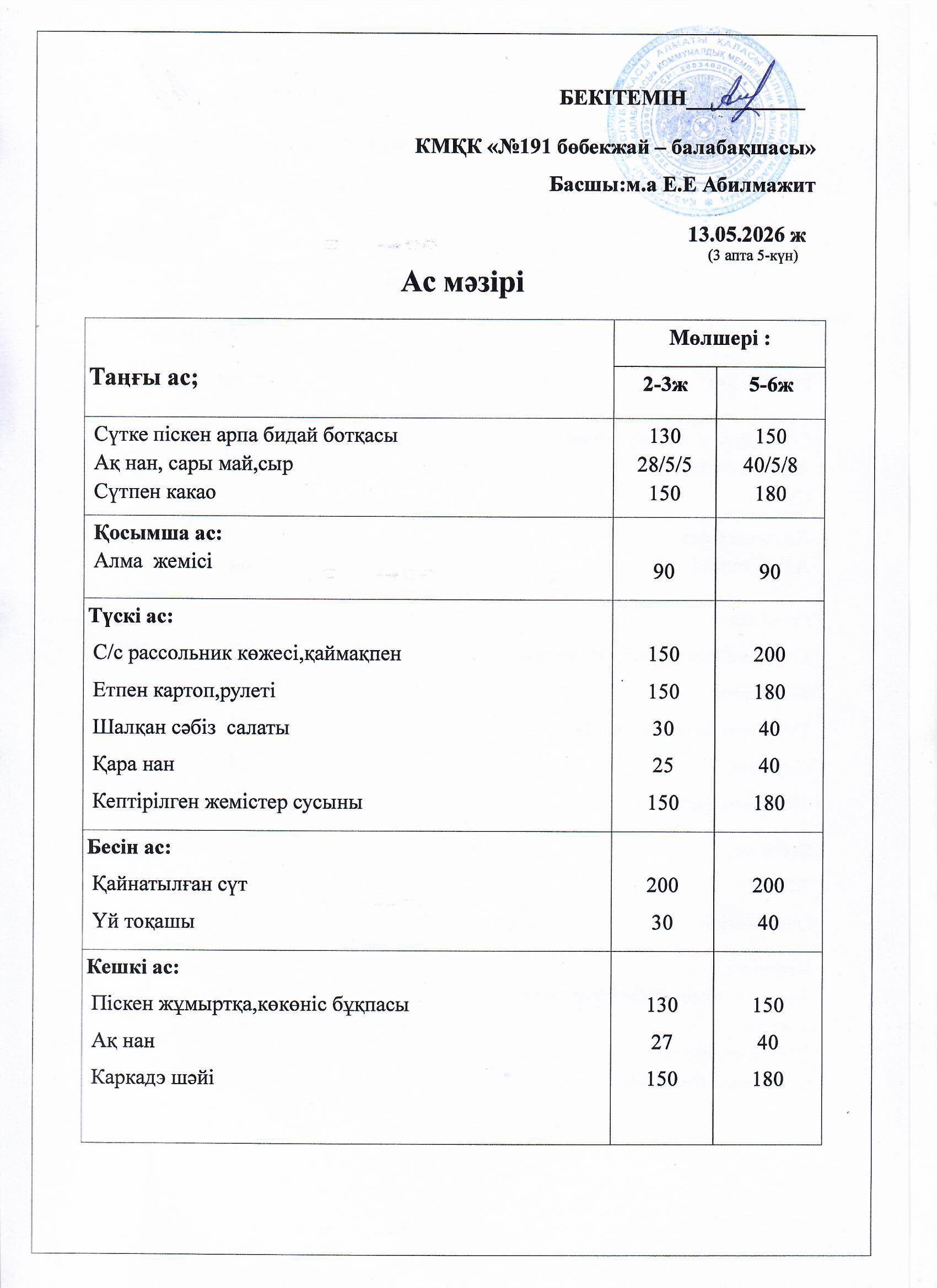 Ас мәзірі