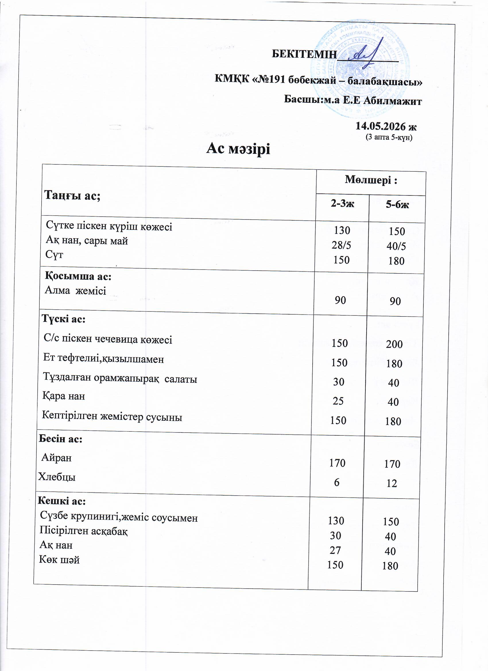 Ас мәзірі