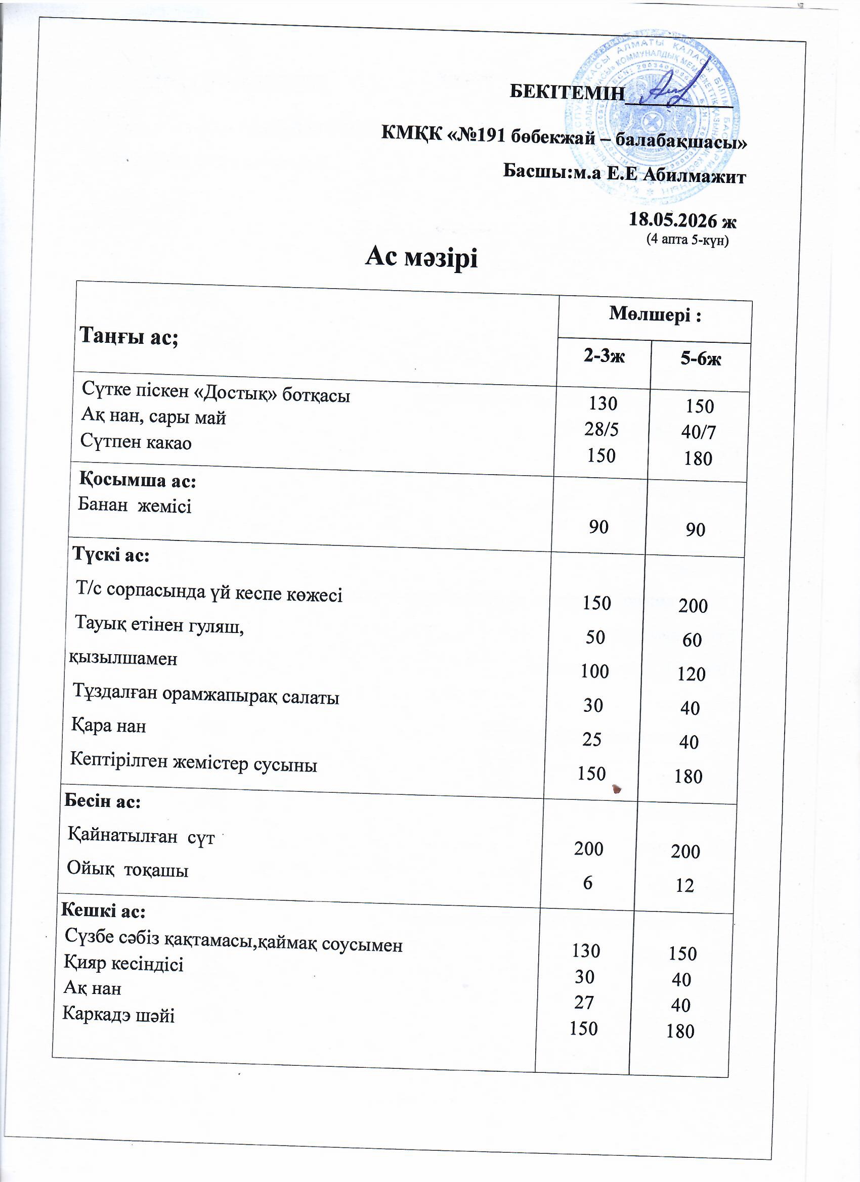Ас мәзірі