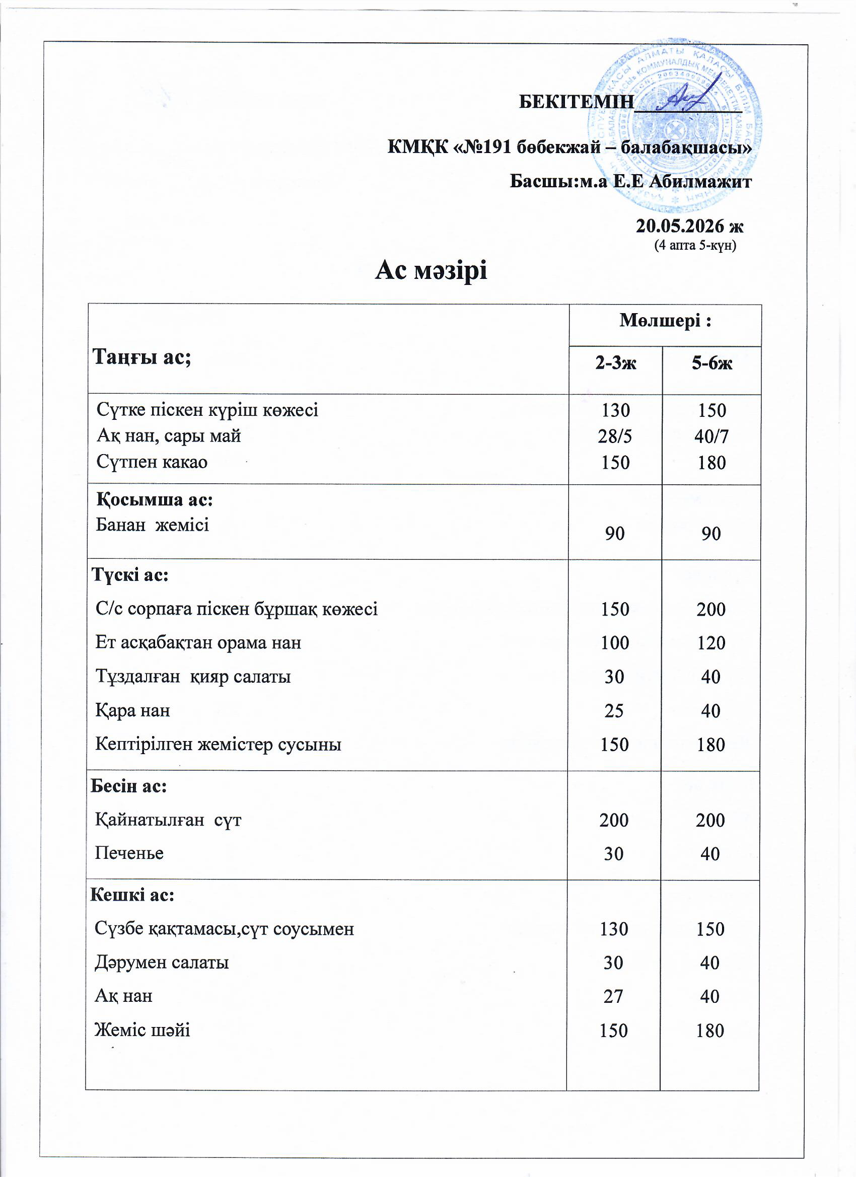 Ас мәзірі