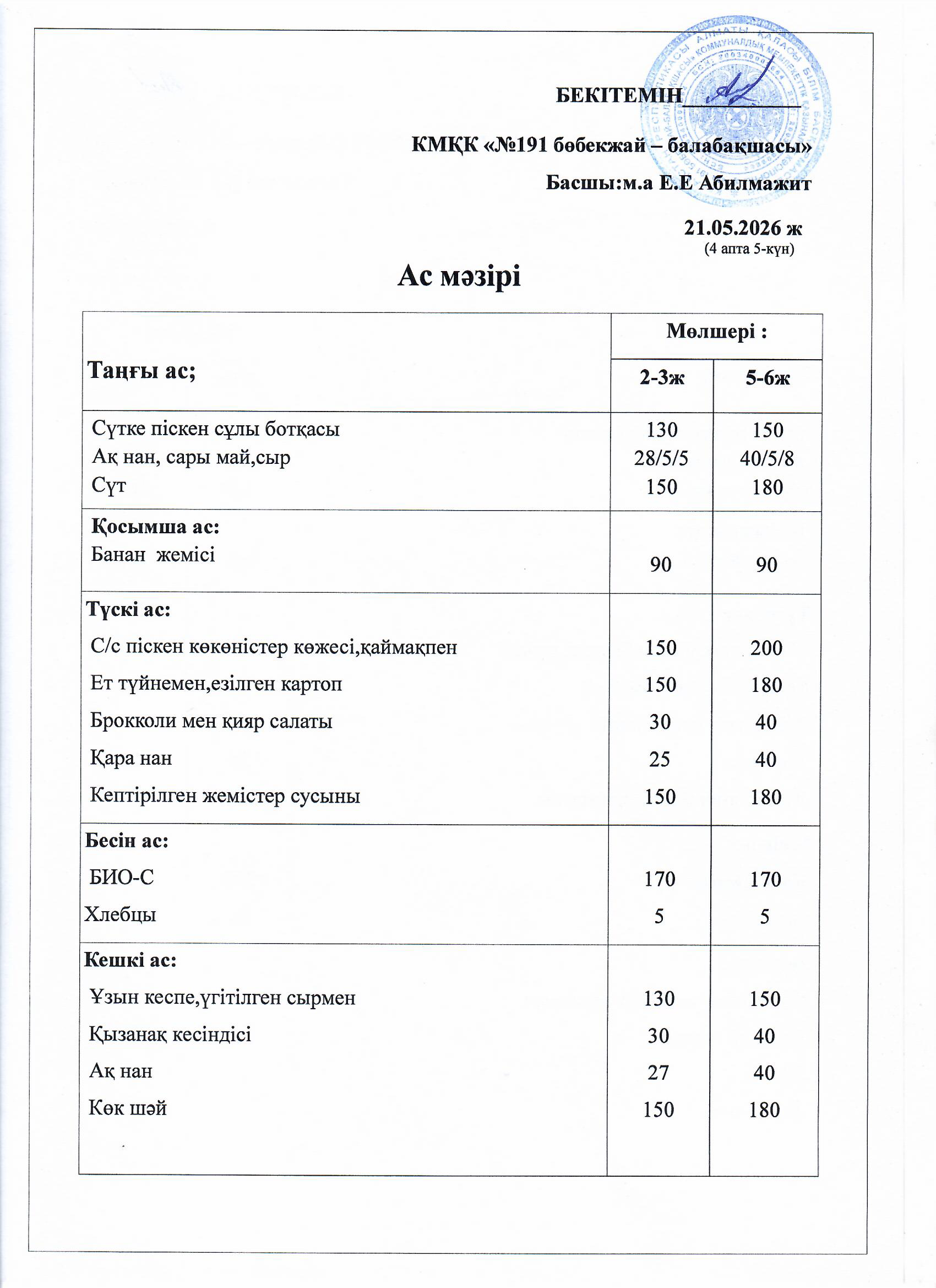 Ас мәзірі