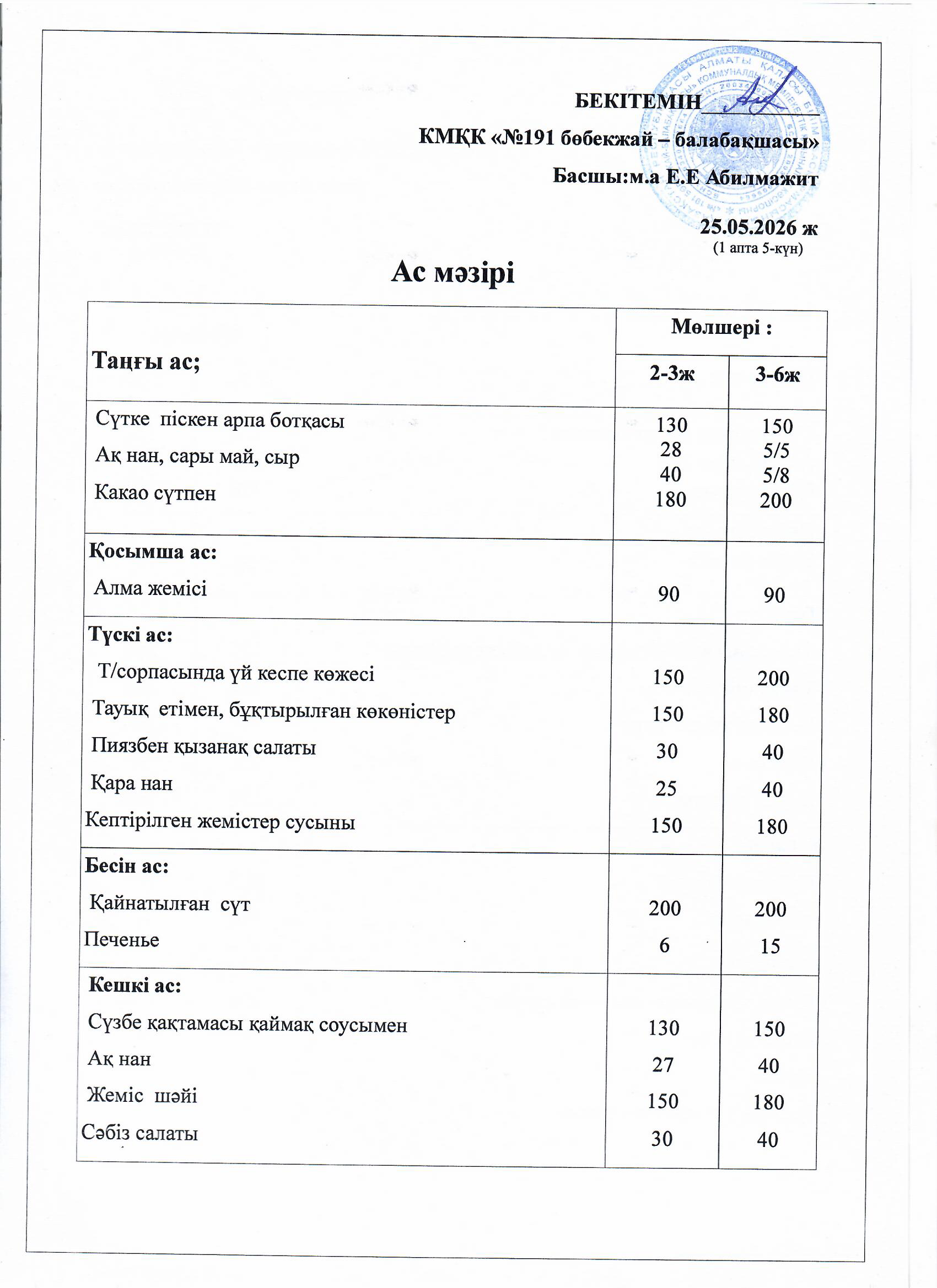Ас мәзірі