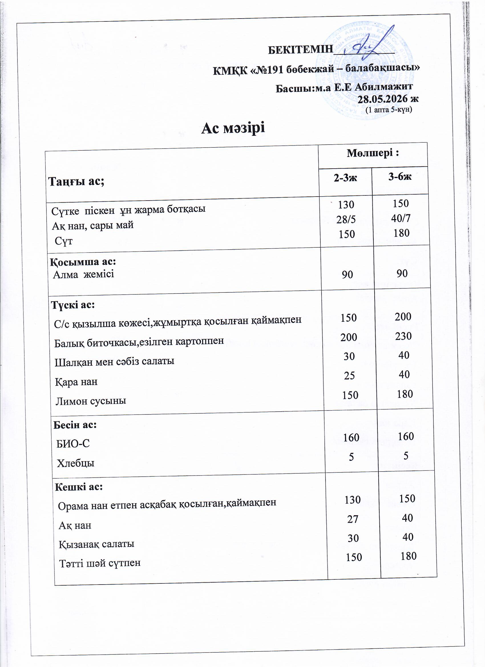 Ас мәзірі