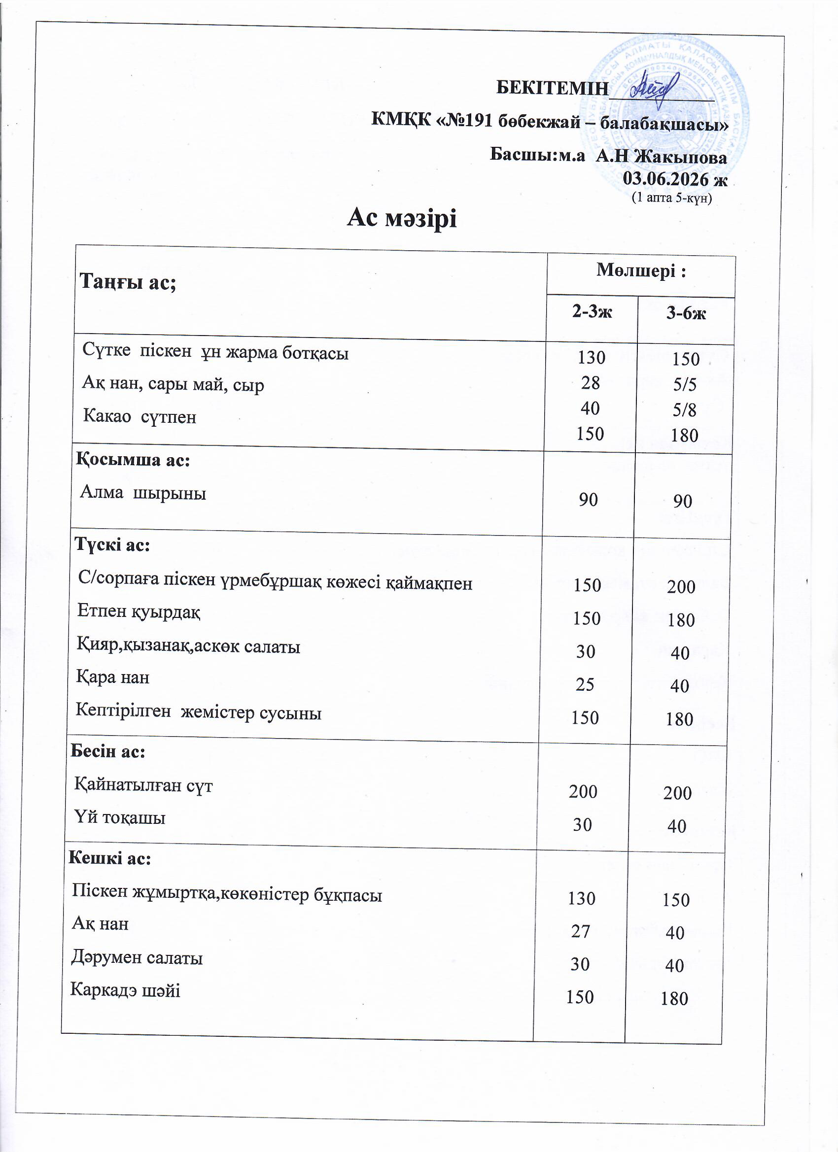 Ас мәзірі