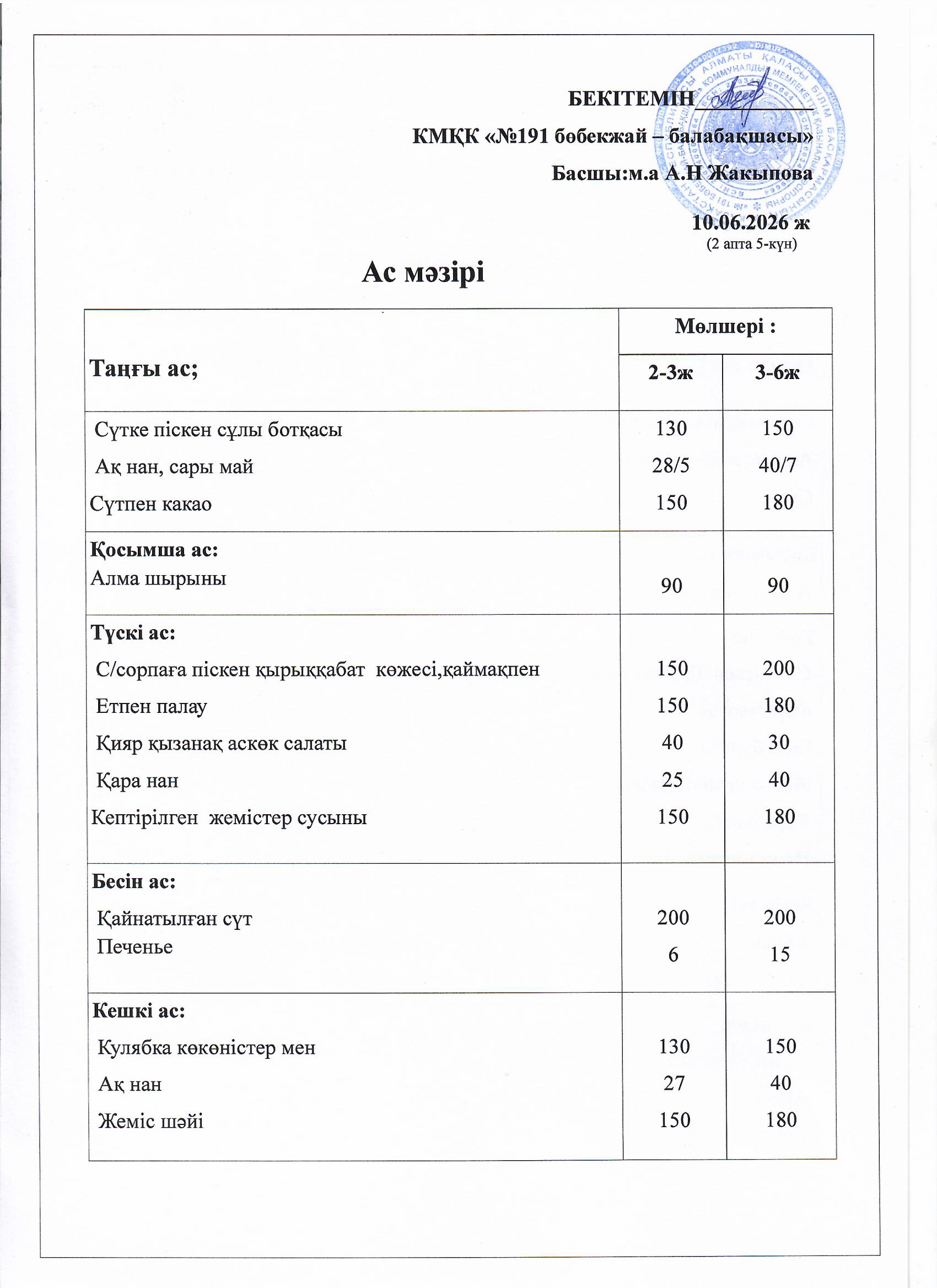 Ас мәзірі