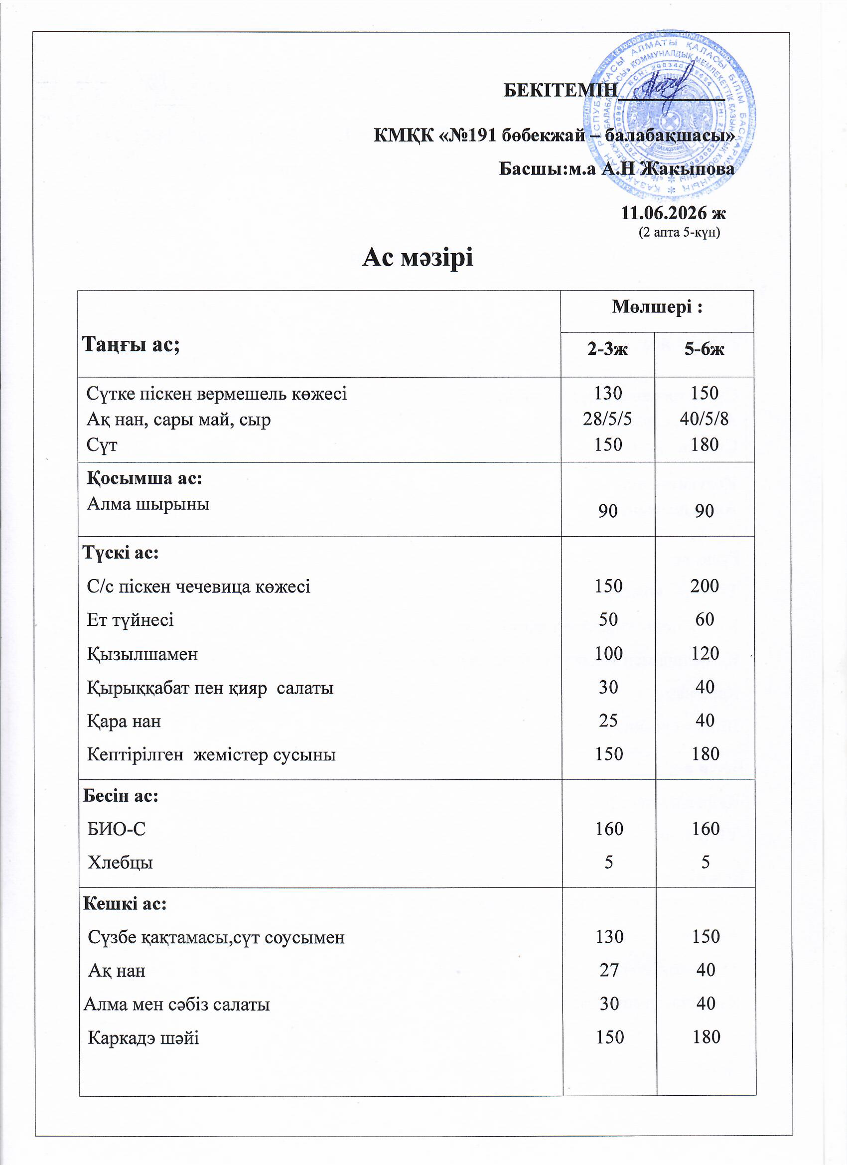 Ас мәзірі
