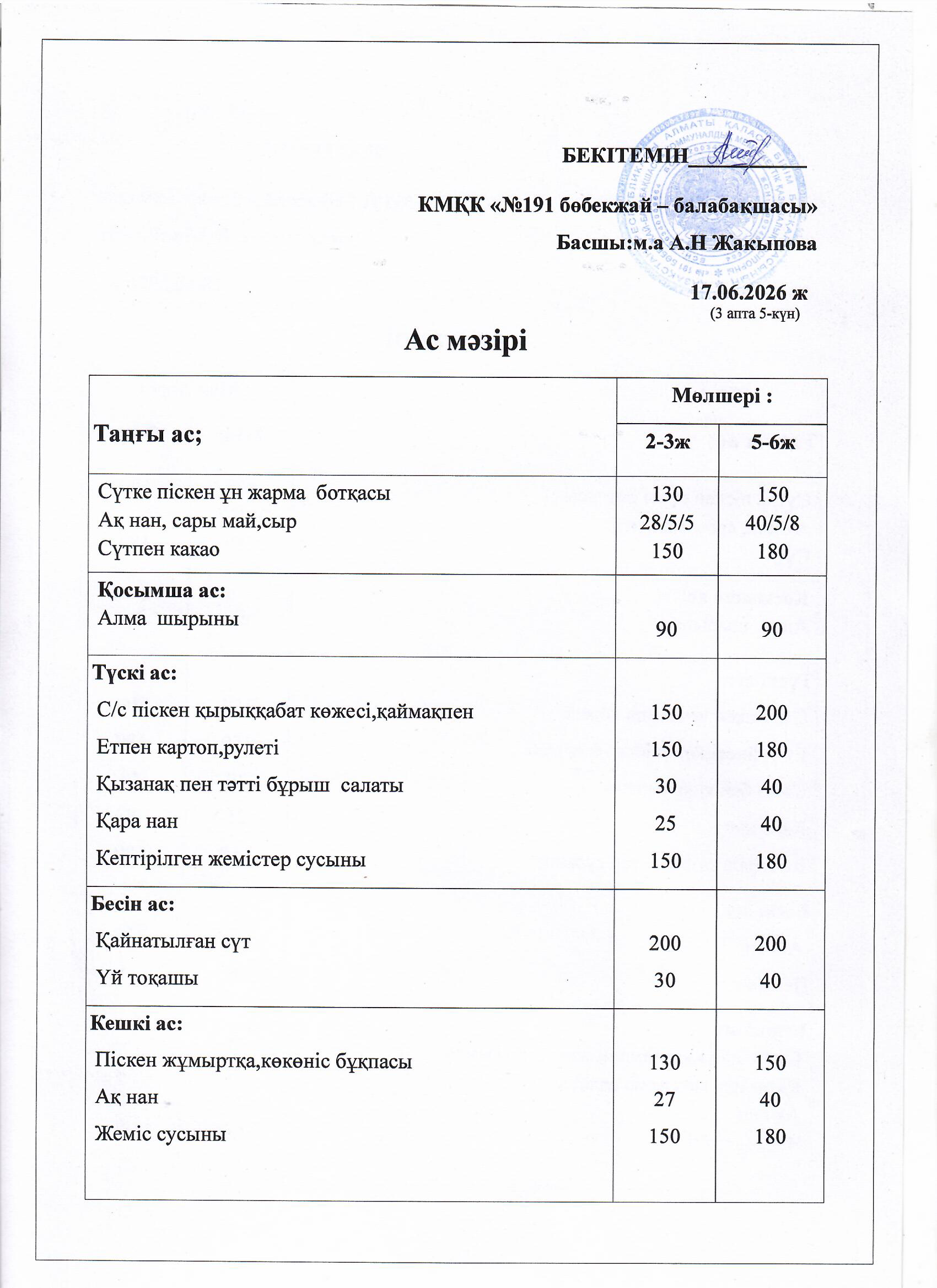 Ас мәзірі