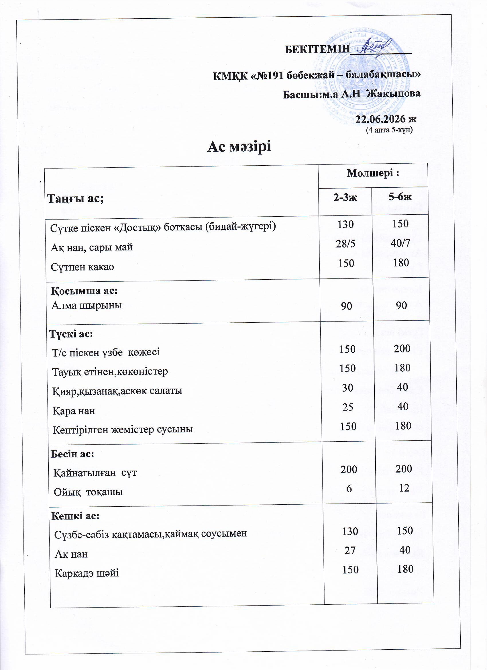 Ас мәзірі