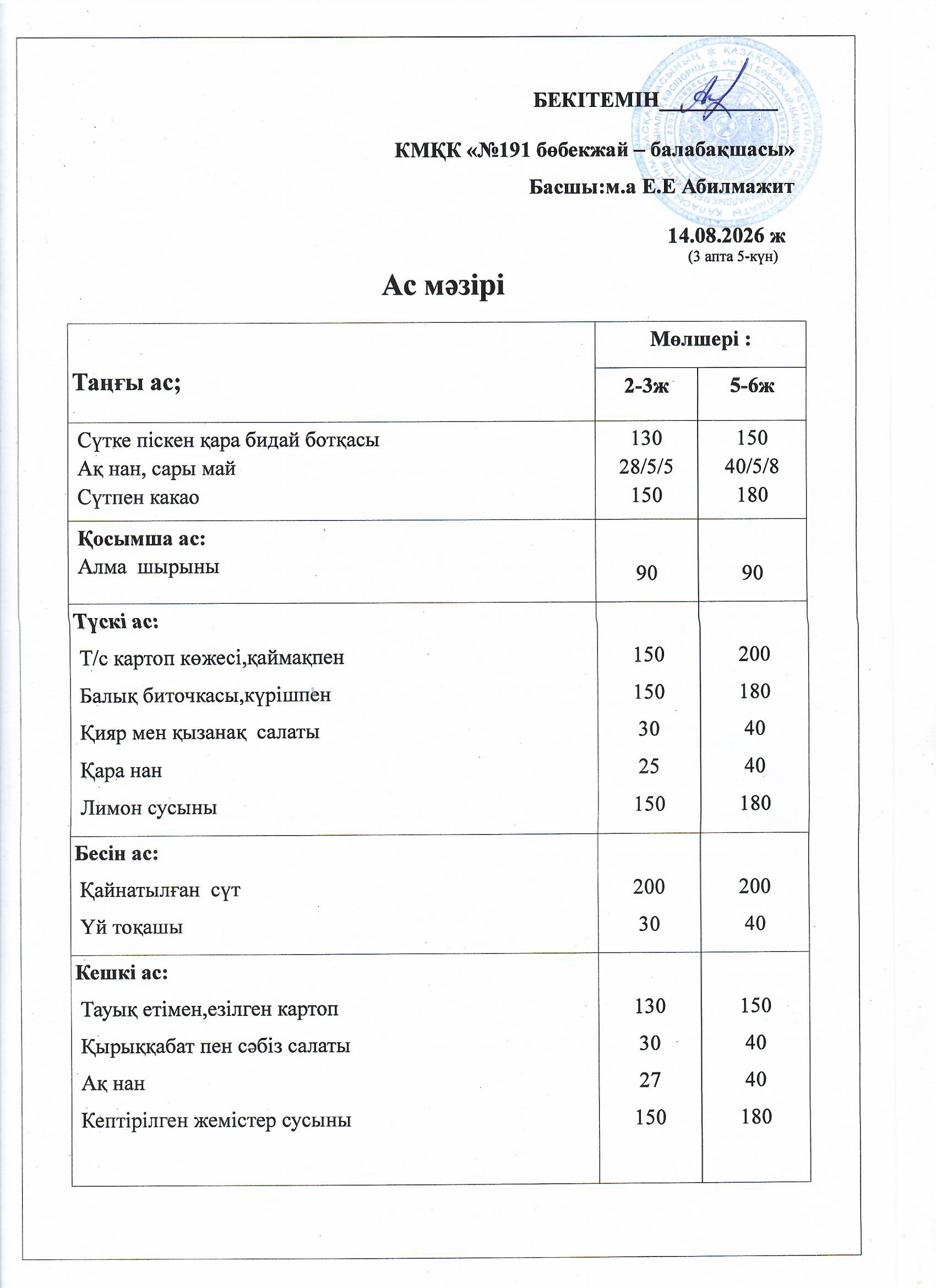 Ас мәзірі