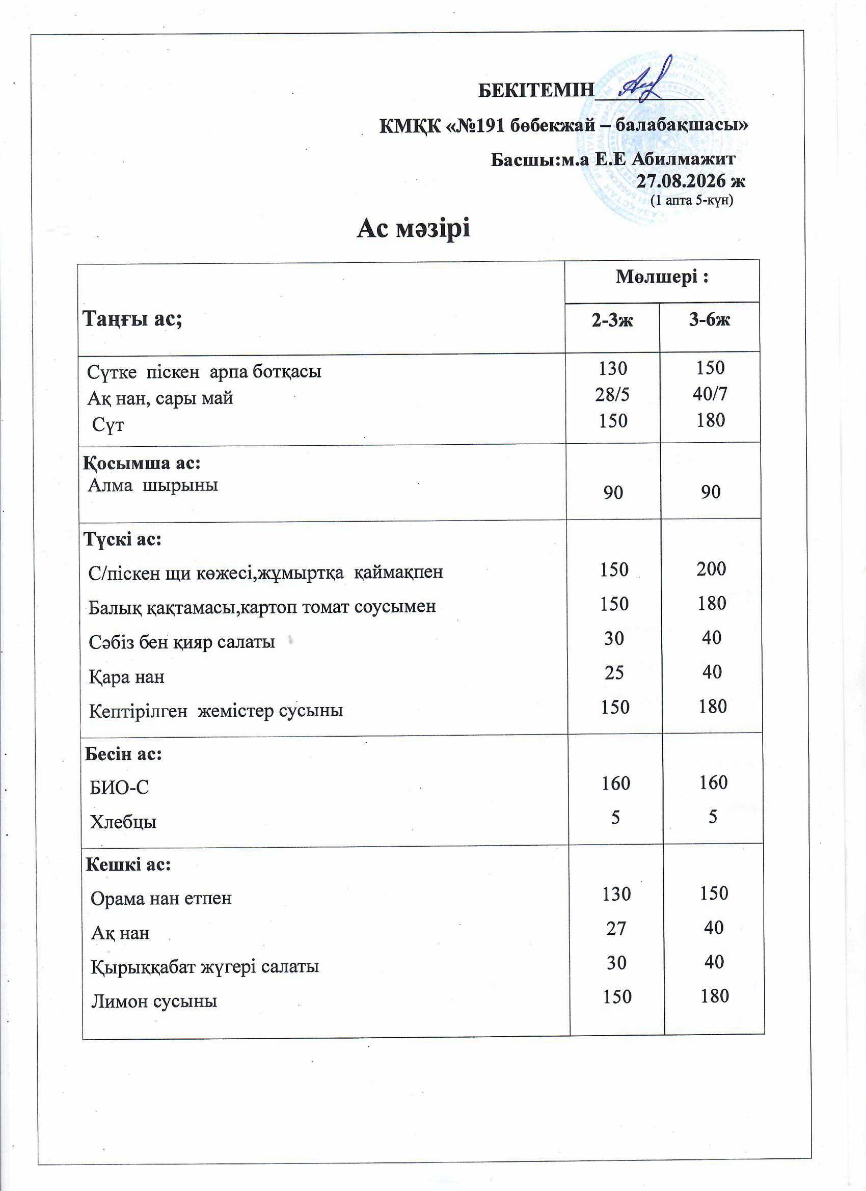 Ас мәзірі