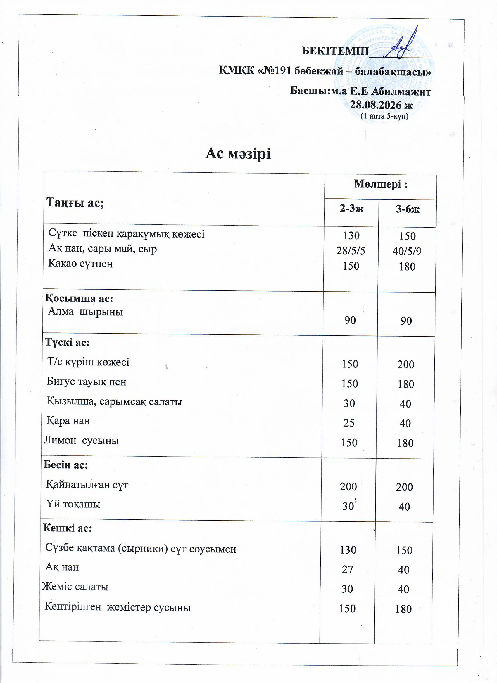 Ас мәзірі