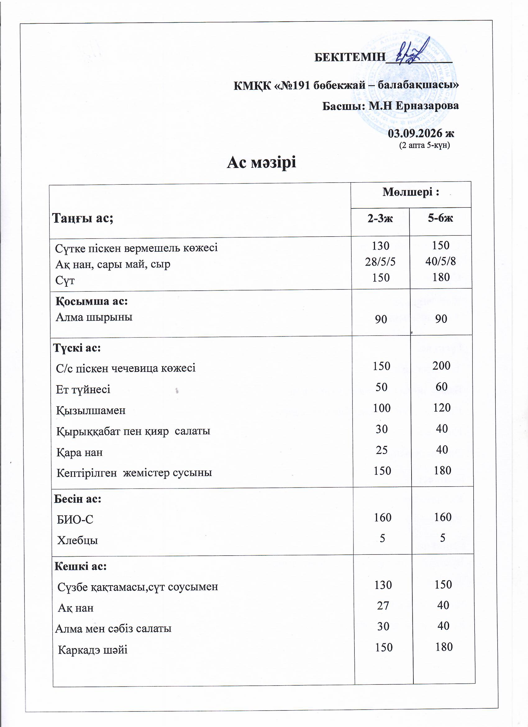 Ас мәзірі
