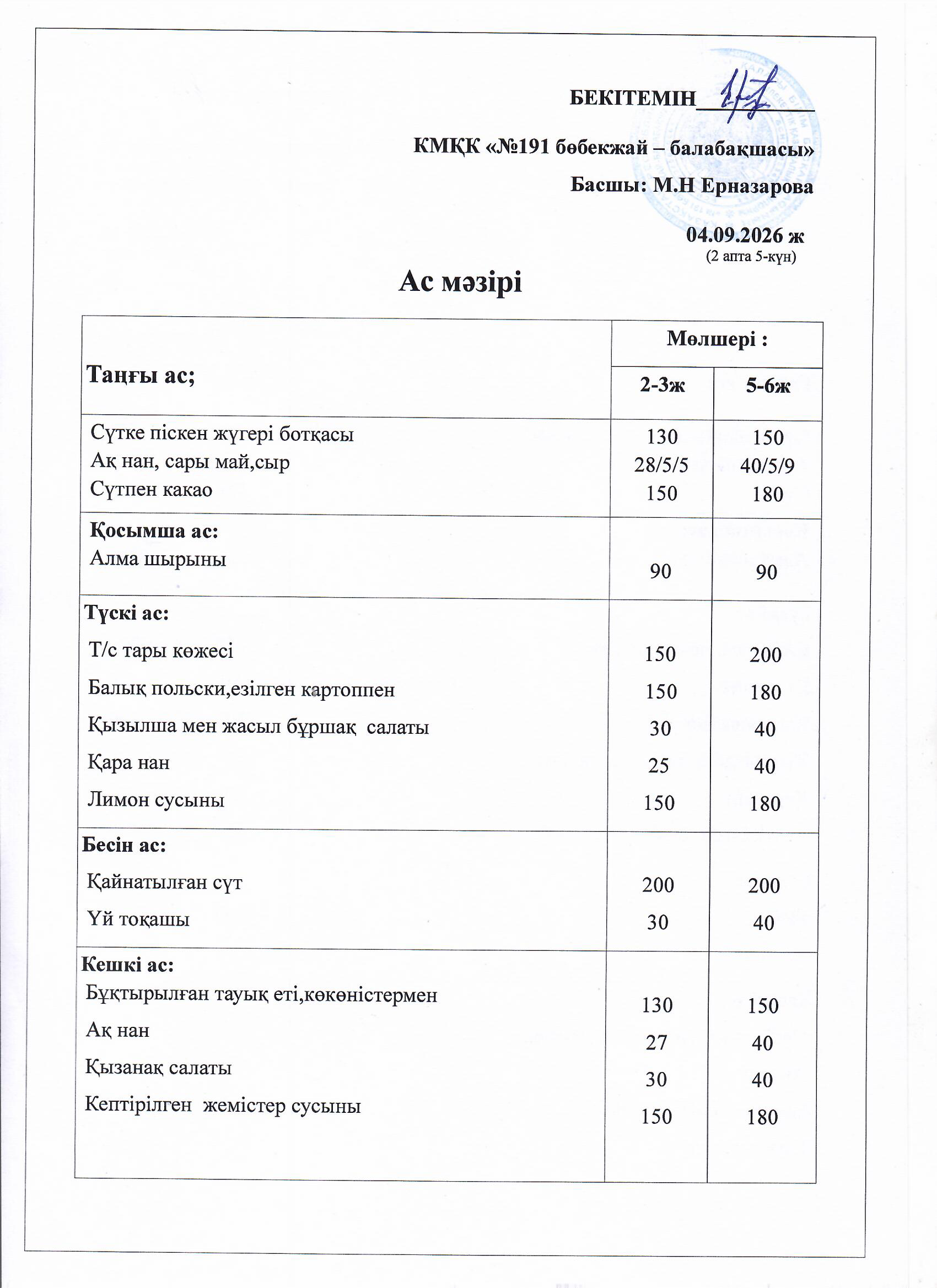 Ас мәзірі