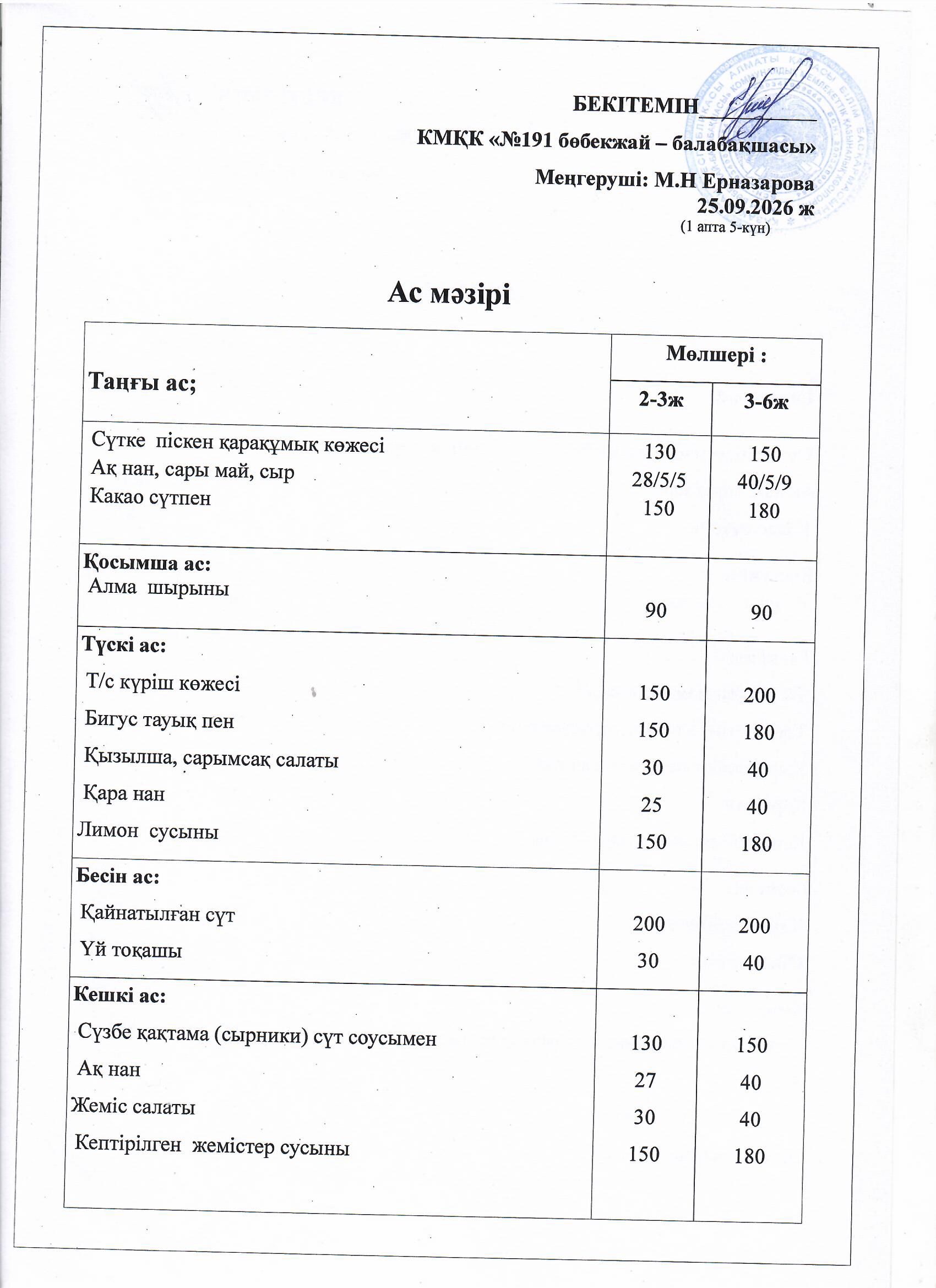 Ас мәзірі