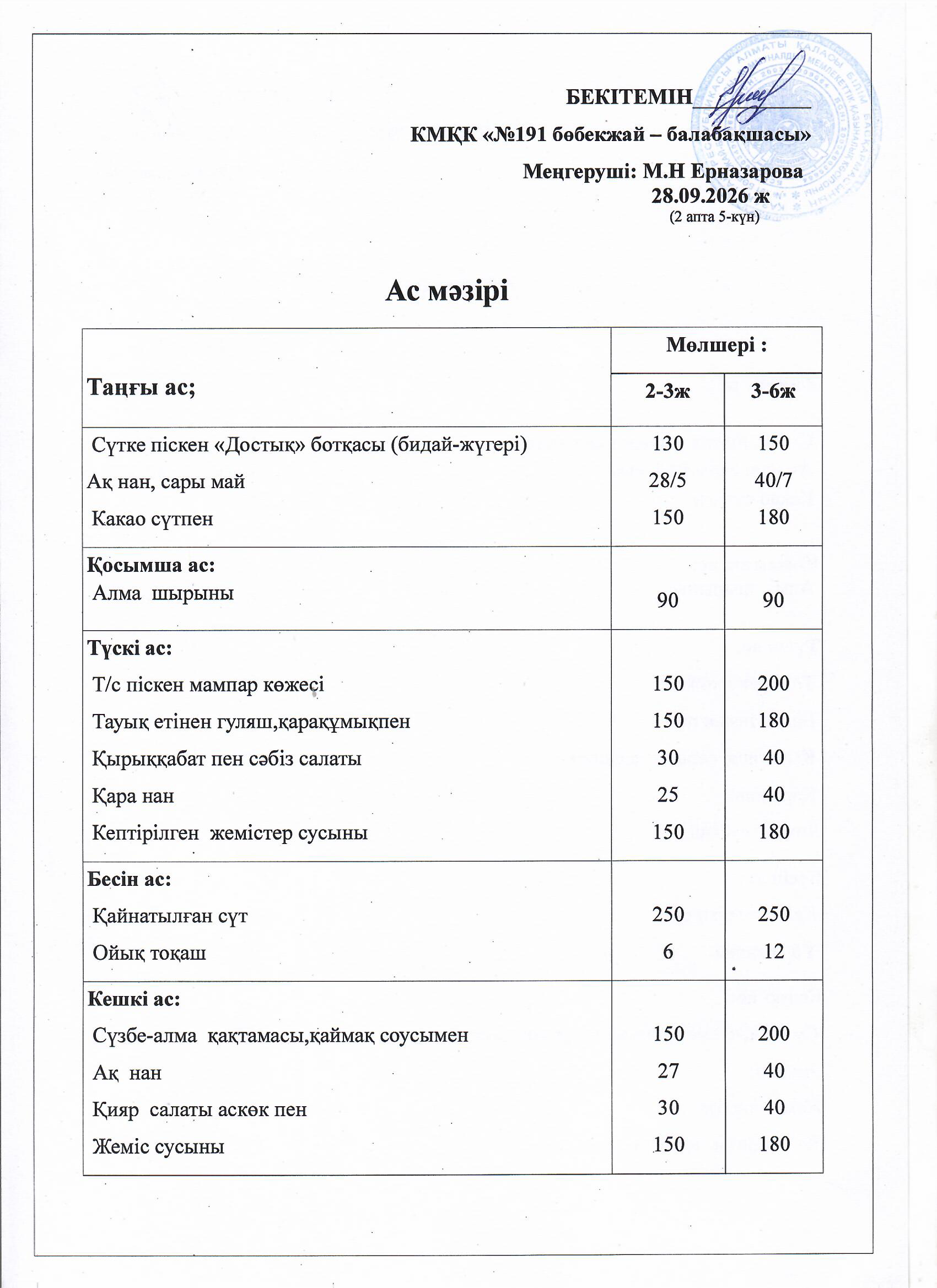 Ас мәзірі