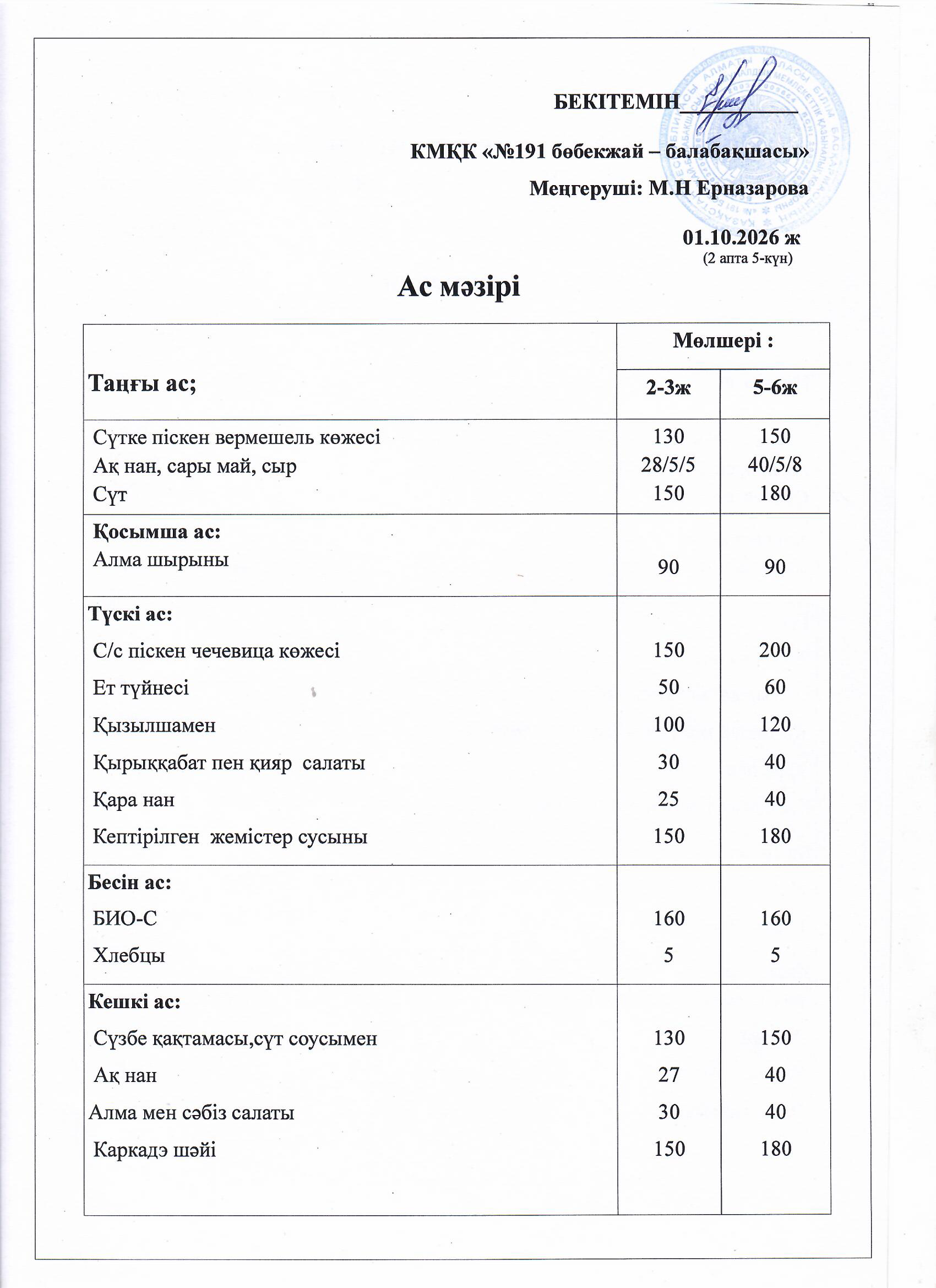 Ас мәзірі
