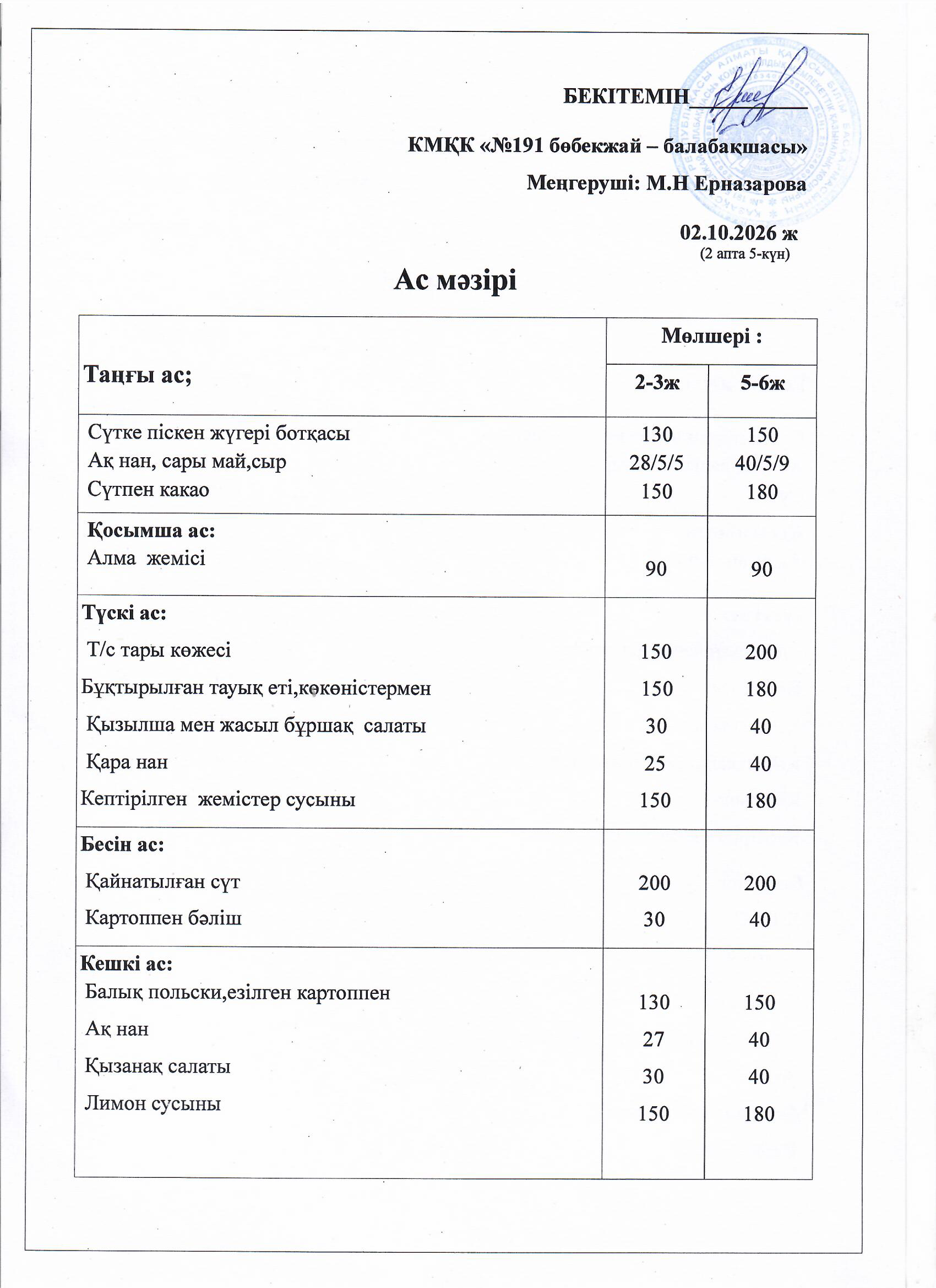 Ас мәзірі
