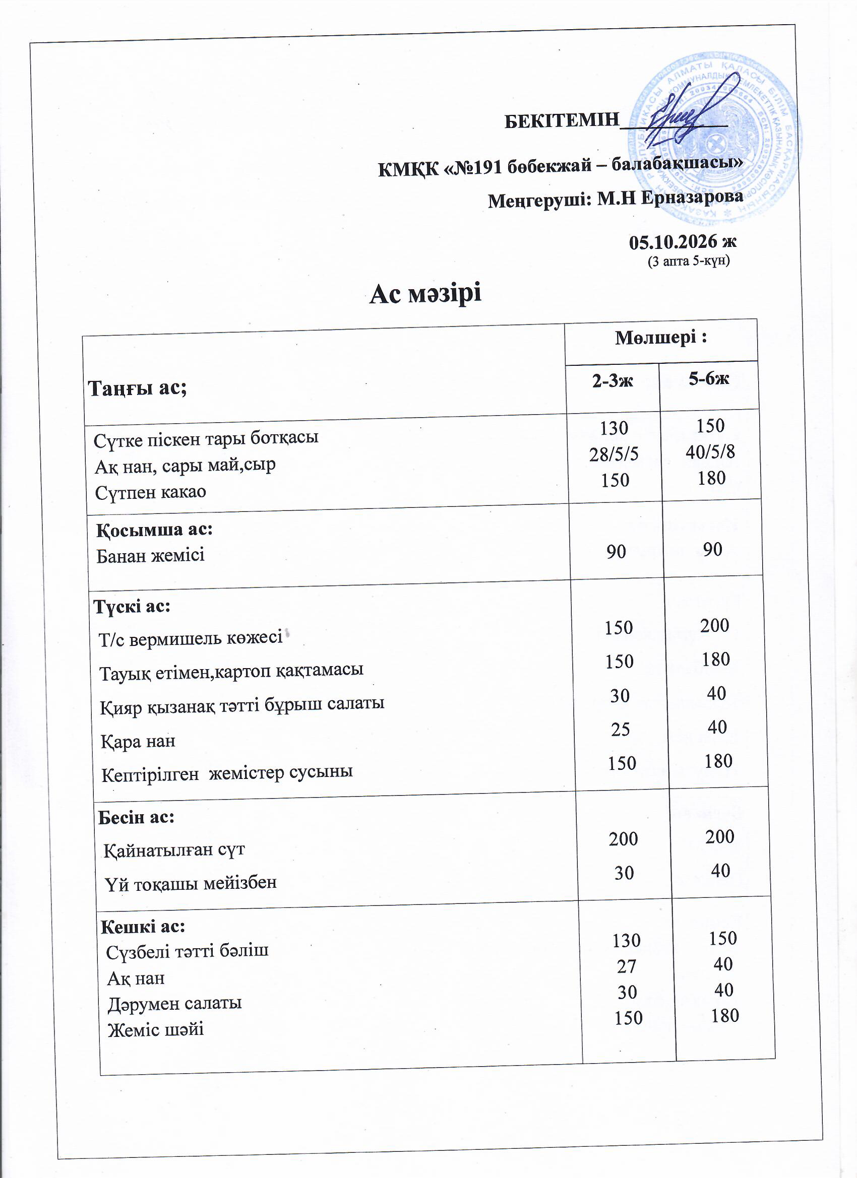 Ас мәзірі