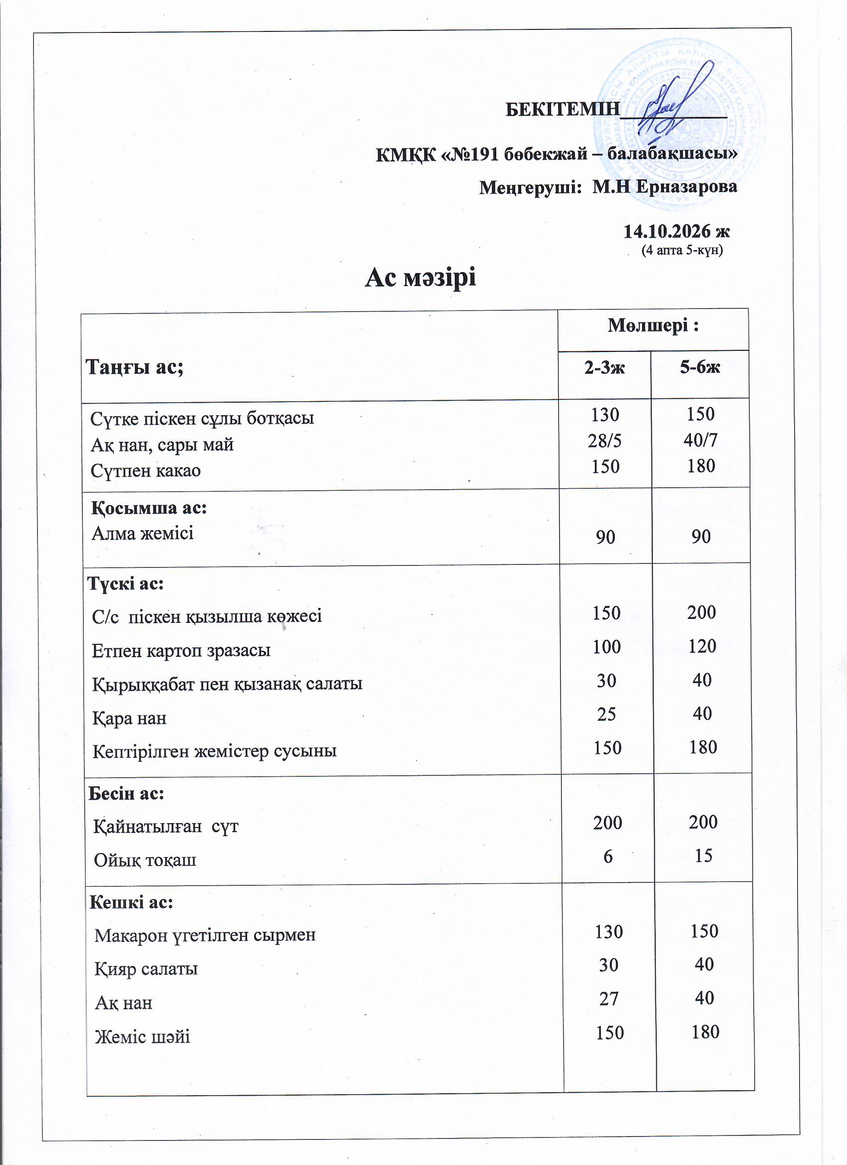 Ас мәзірі