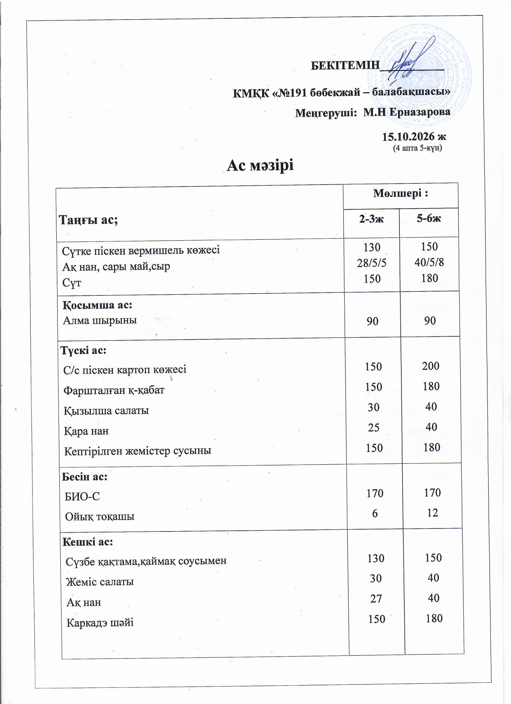 Ас мәзірі