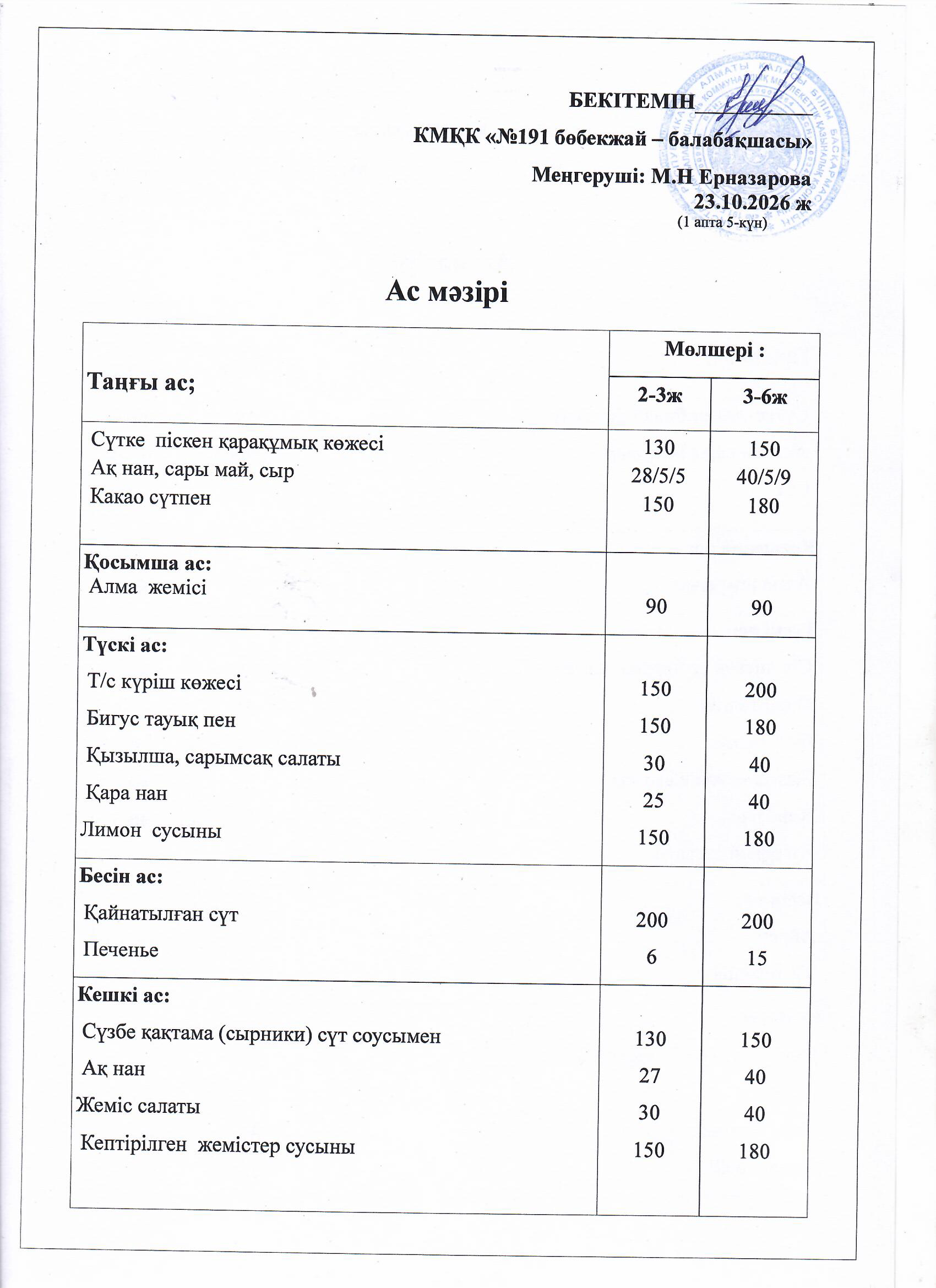 Ас мәзірі